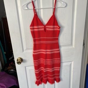 Elegant Red Striped Mini Dress